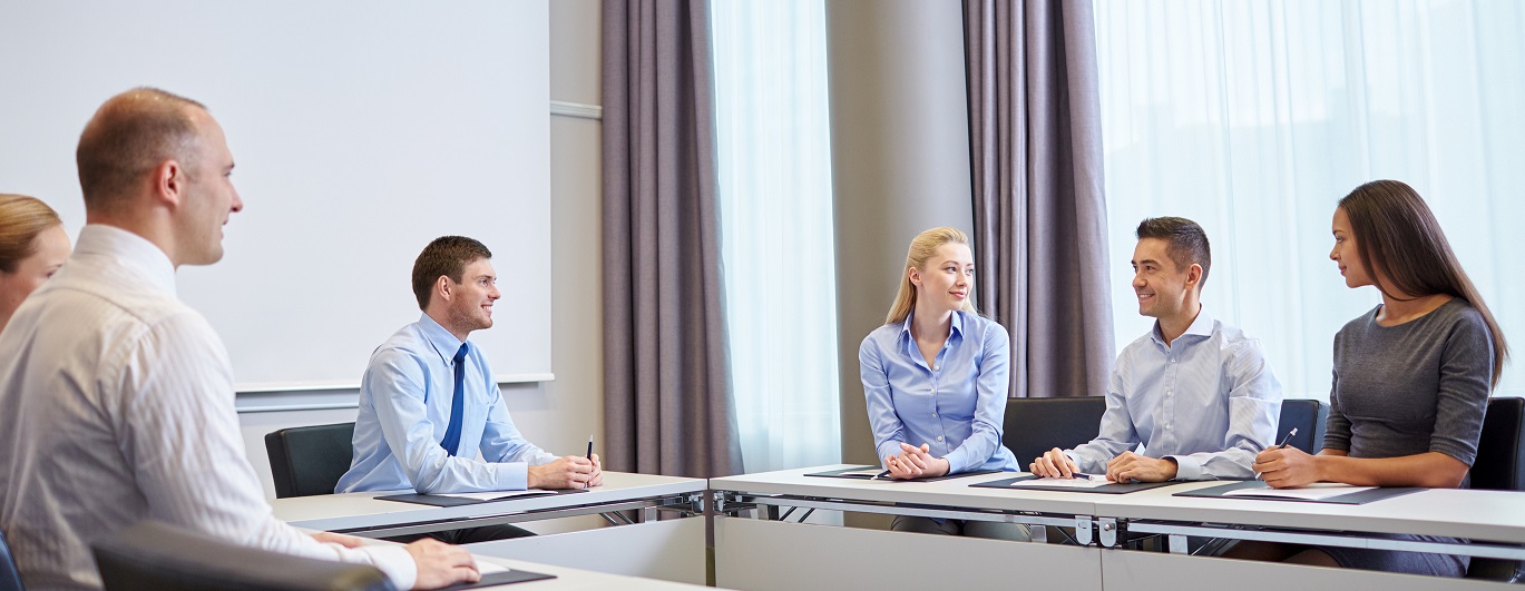 business, people and teamwork concept – group of smiling busines